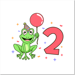 I am 2 with frog - kids birthday 2 years old Posters and Art